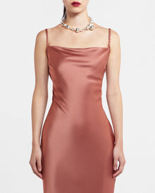 Fiore Slip-Satin Dress | Brown Terra