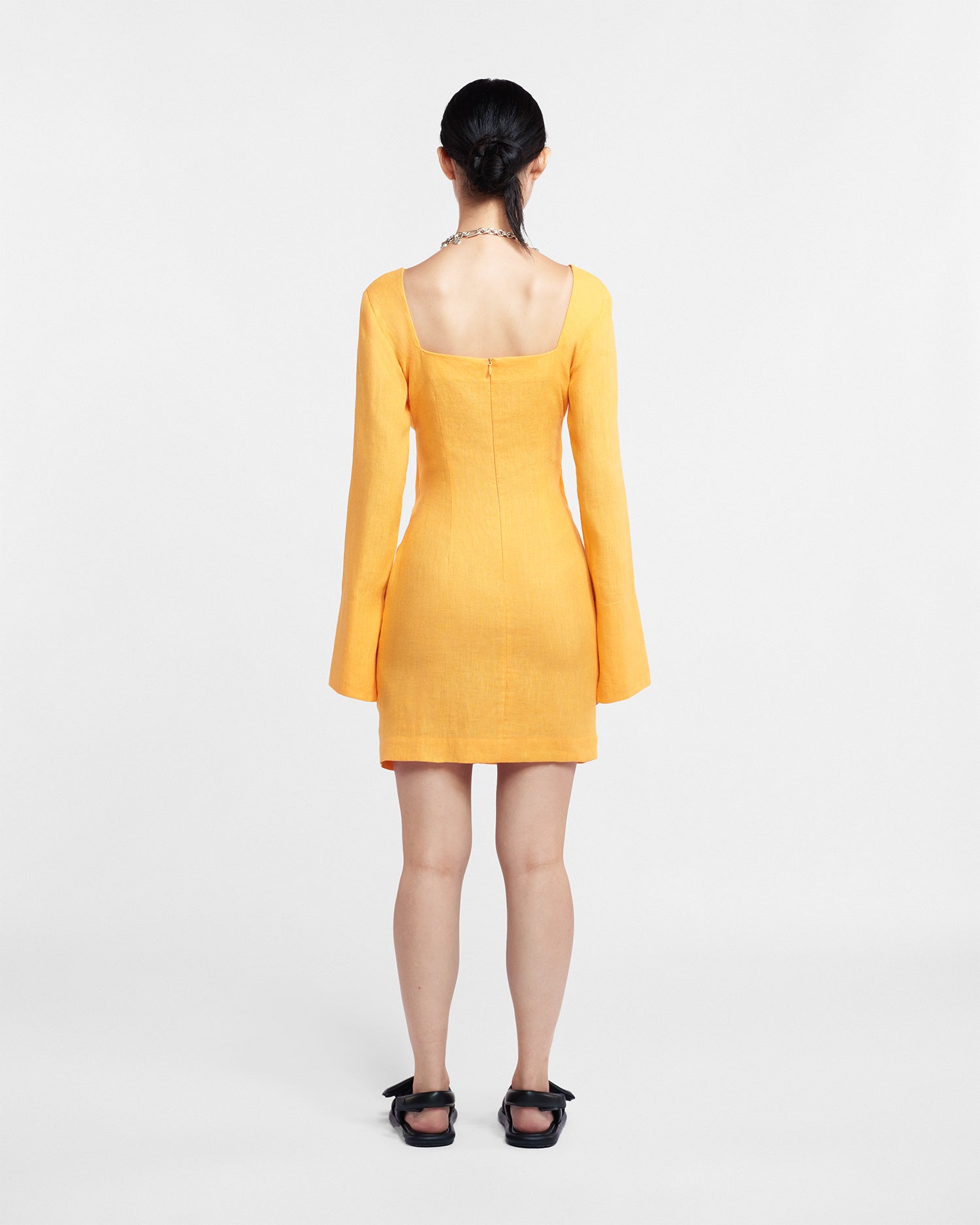 Gilia Ruched-Front Dress | Orange Pf23