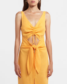 Kubra Ruched-Front Dress | Orange Pf23