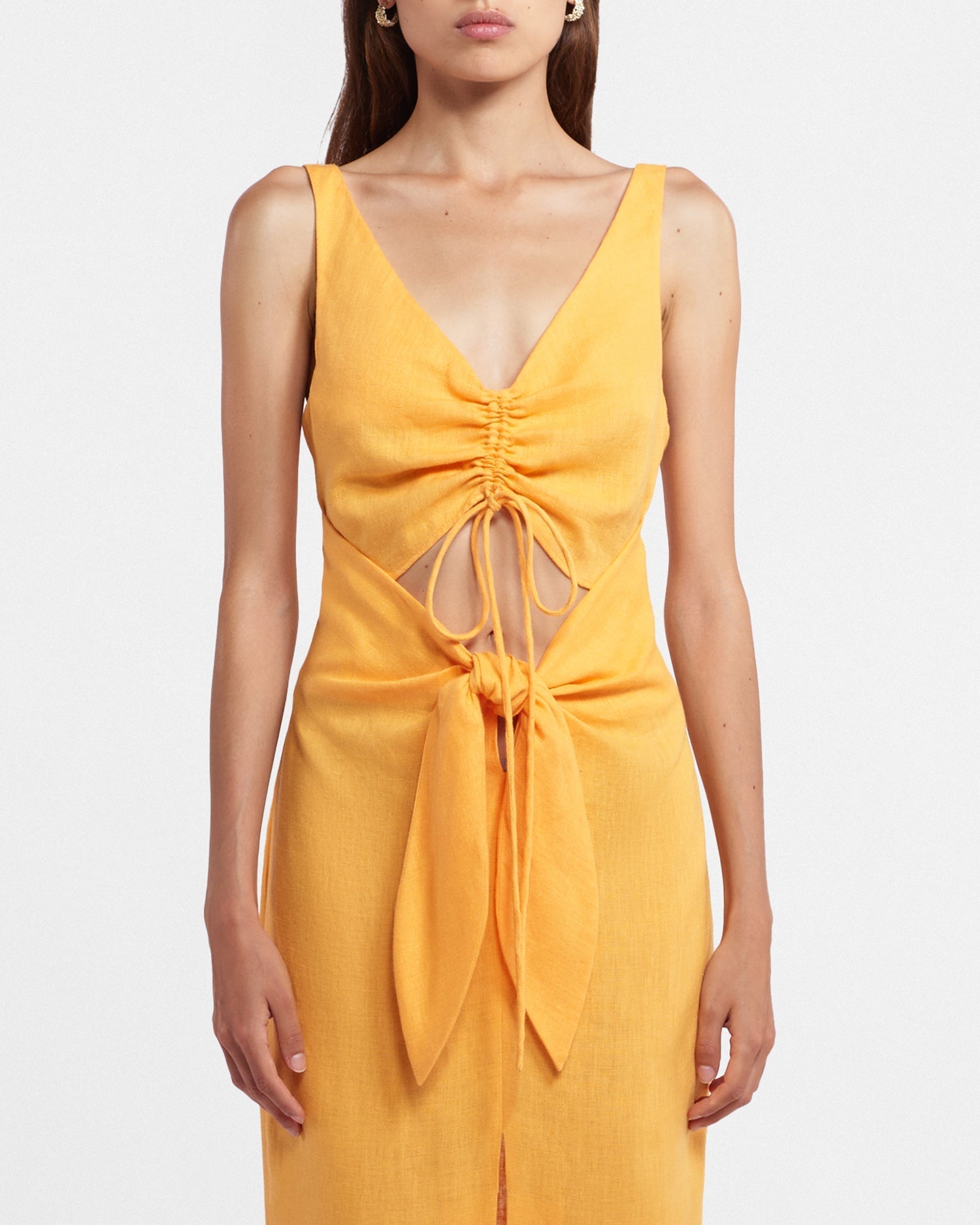 Kubra Ruched-Front Dress | Orange Pf23