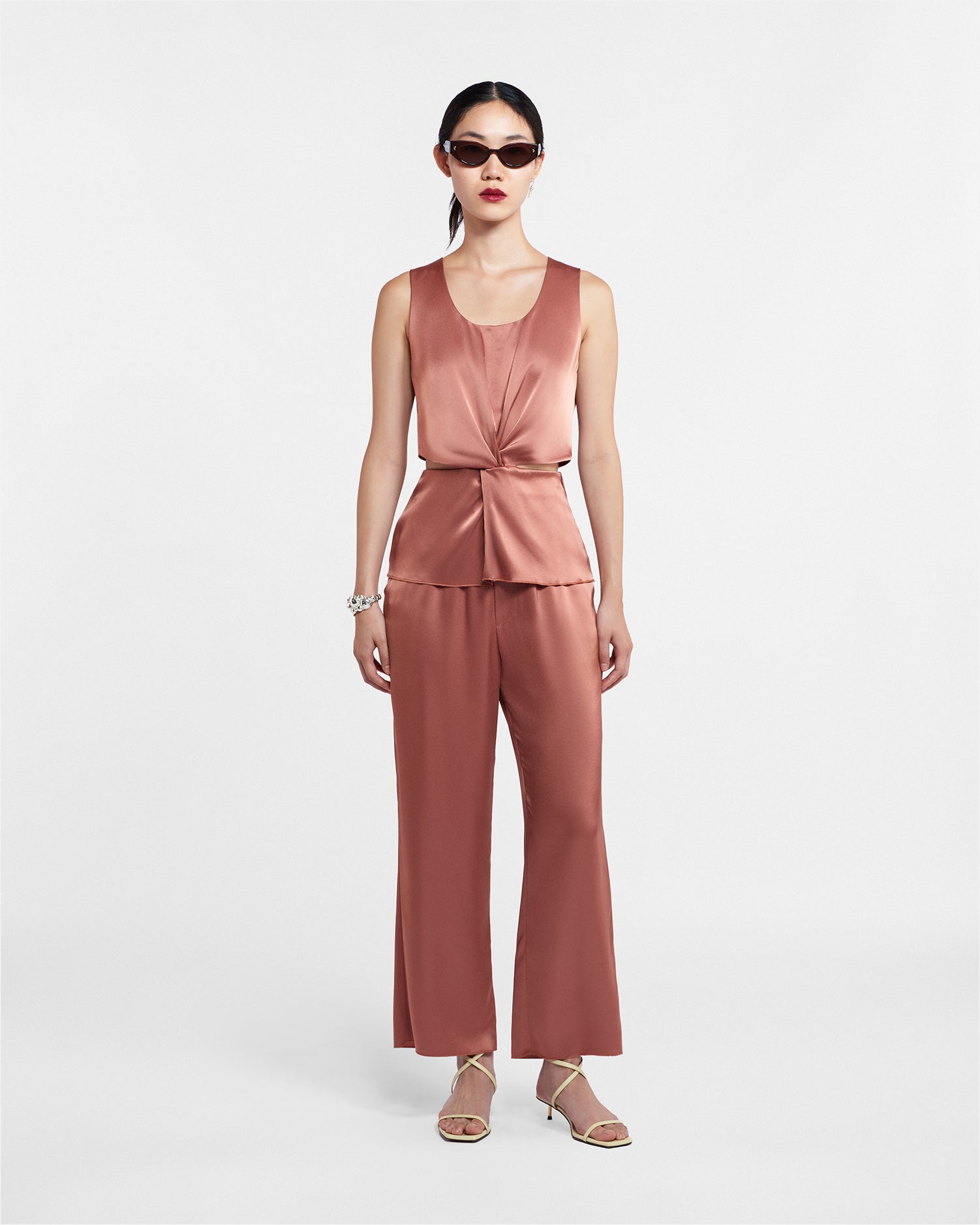 Odessa Slip Satin Pants | Brown Terra