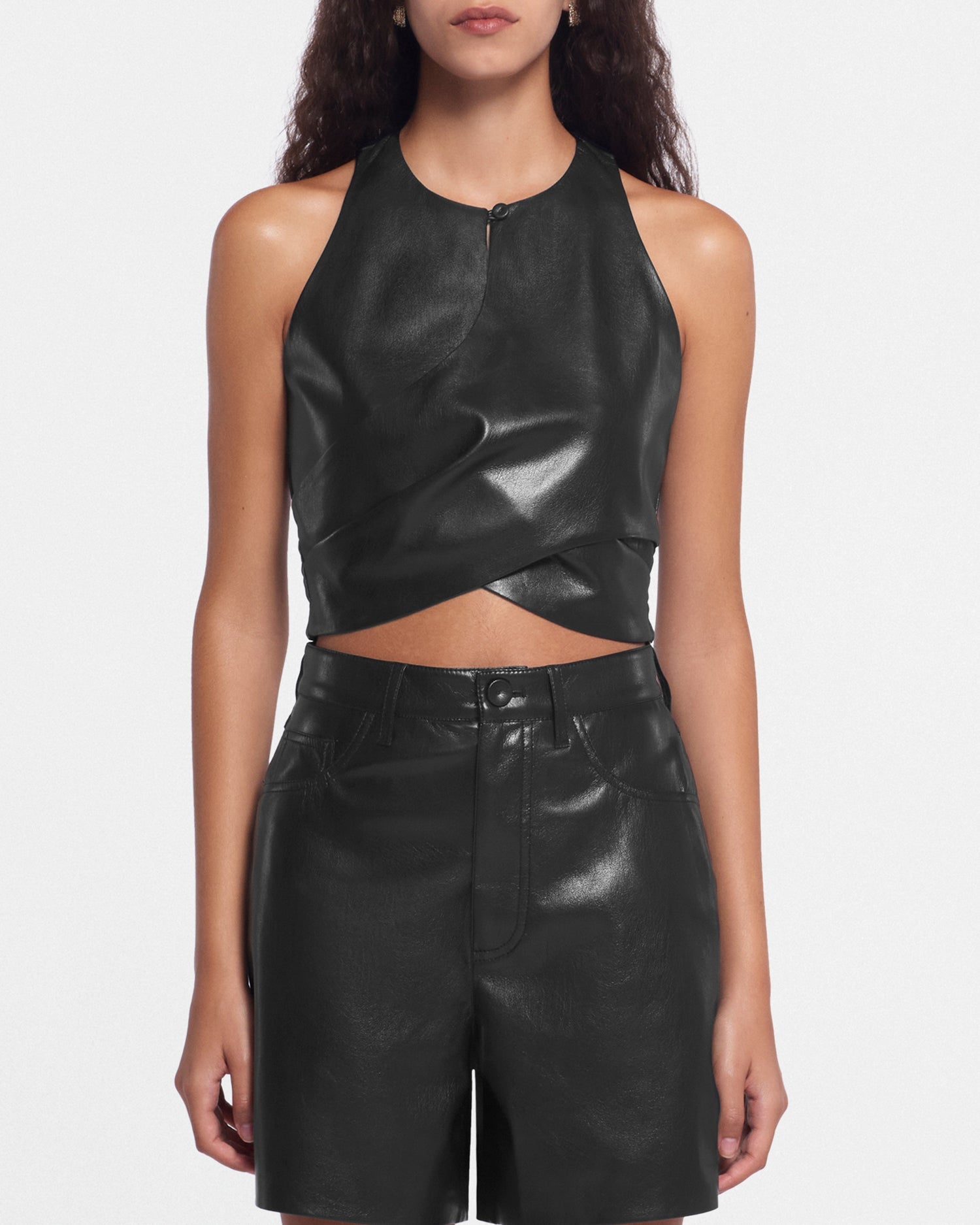 Phine Saleokobor Alt-Leather Top | Black