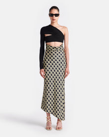 Eirah Draped Silk And Mesh-Jersey Midi Dress | Diamond Check