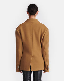 Pacey Cinched-Waist Felted Wool Blazer | Walnut