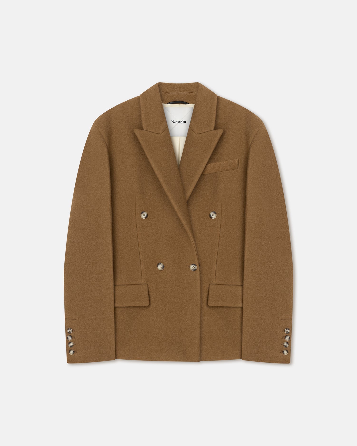 Pacey Cinched-Waist Felted Wool Blazer | Walnut