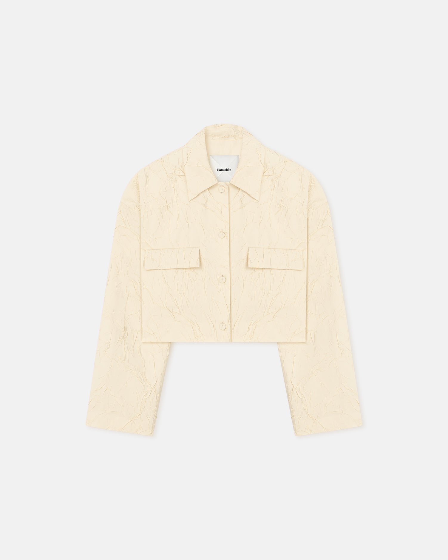 Coreen Cropped Sculpted Glass Poplin Shirt | Oat