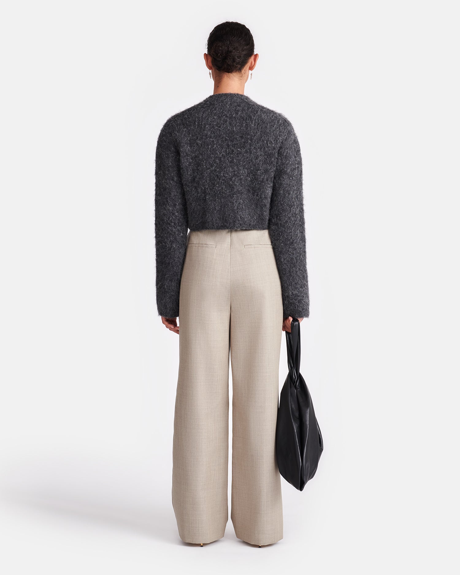 Henny Cropped Brushed-Alpaca Cardigan | Charcoal