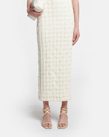 Womens | Haylen Seersucker Tech Linen Midi Dress | Creme