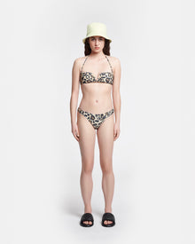 Manou Ruched Halterneck Bikini Top | Leopard