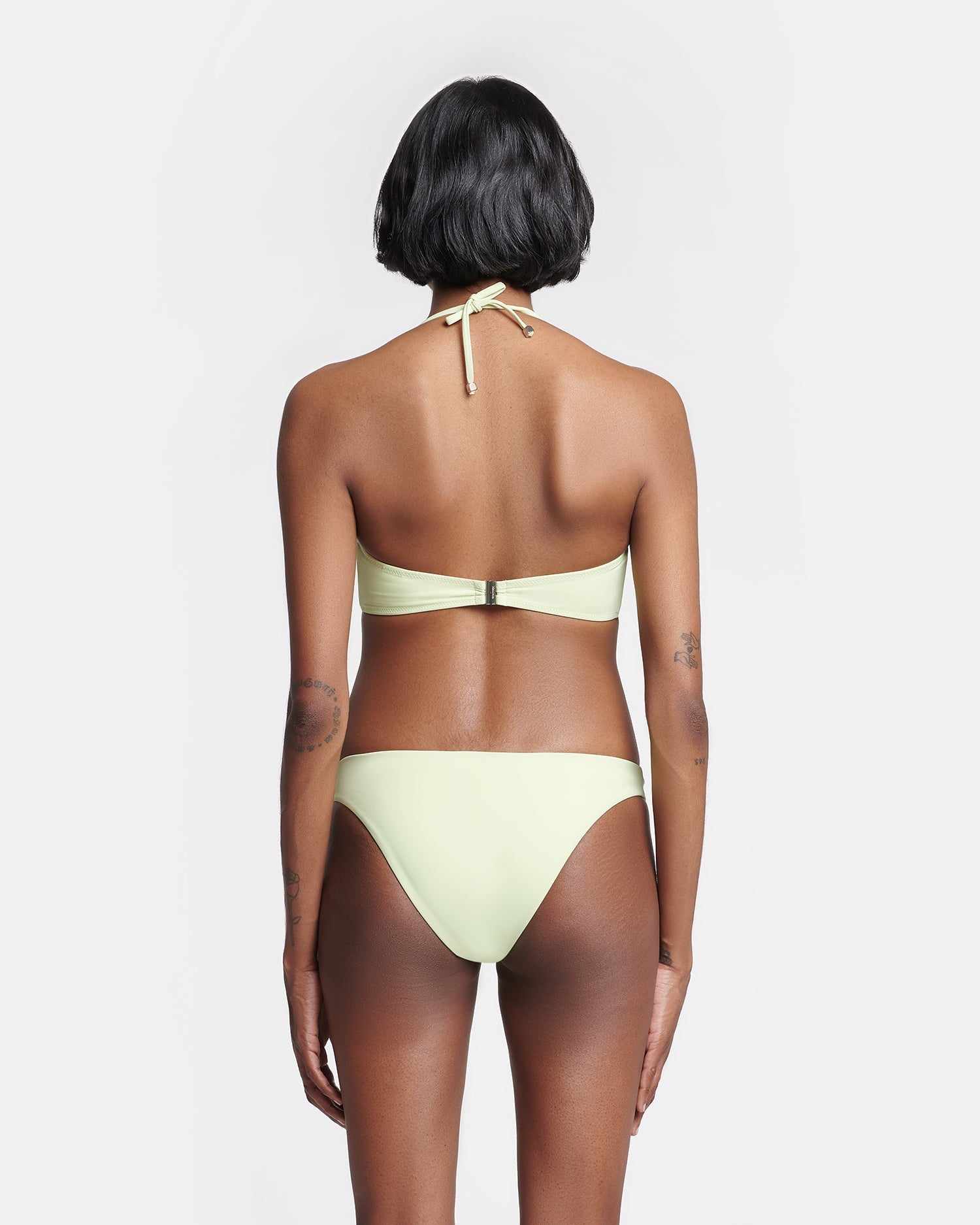 Manou Ruched Halterneck Bikini Top | Shadow Lime