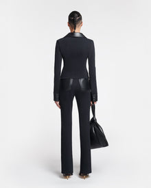 Mykas Leather-Trimmed Ribbed-Jersey Pants | Black