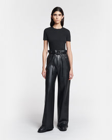 Harlee Belted Regenerated Leather Pants | Black