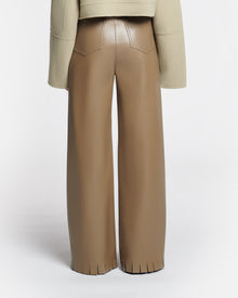 Harlee Belted Regenerated Leather Pants | Muted Khaki