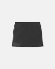 Womens | Saige Fringed Regenerated Leather Mini Skirt | Black