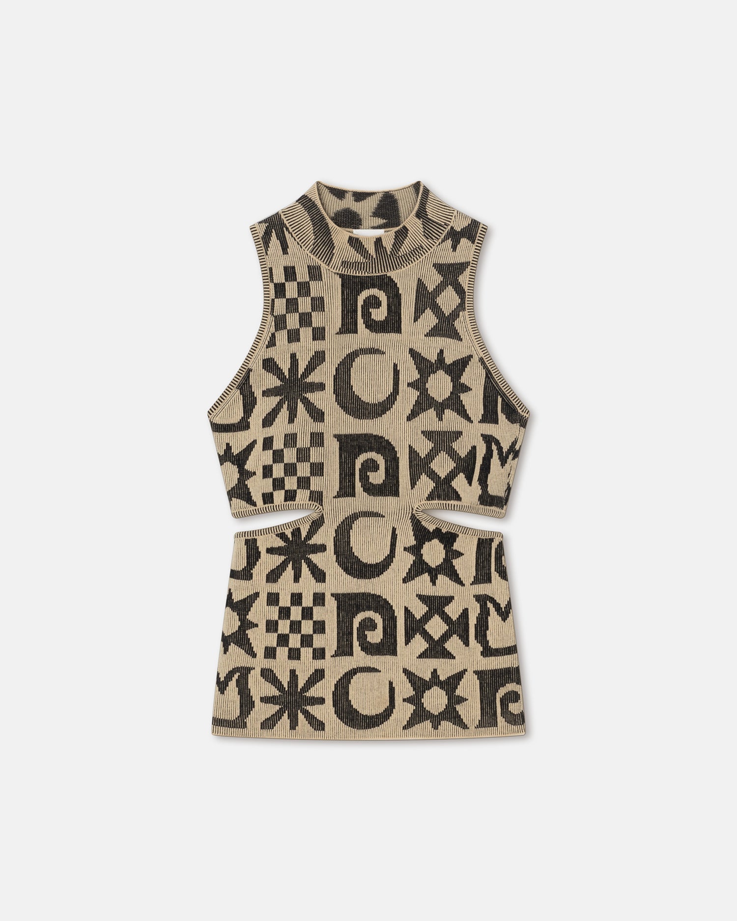 Womens | Maraj Rib-Jacquard Tank Top | Creme/ Black Kopjafa