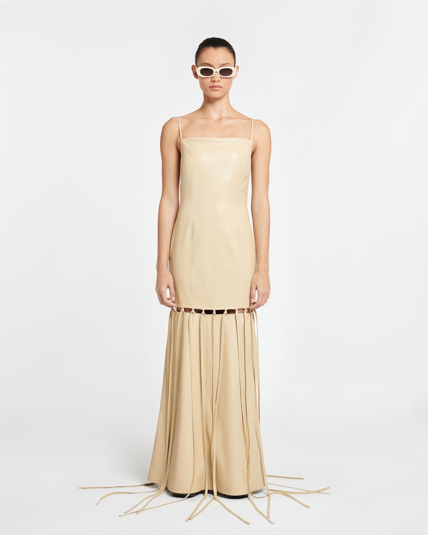 Womens | Clary Okobor Alt-Leather Maxi Dress | Almond