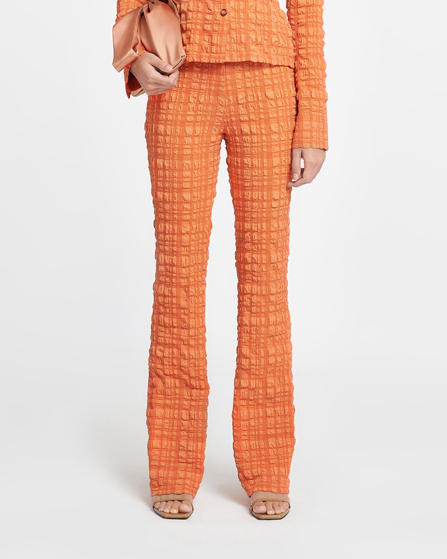 Juna Seersucker Pants | Sunset Orange