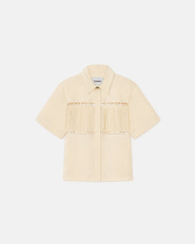 Satu Pleated Poplin Shirt | Creme