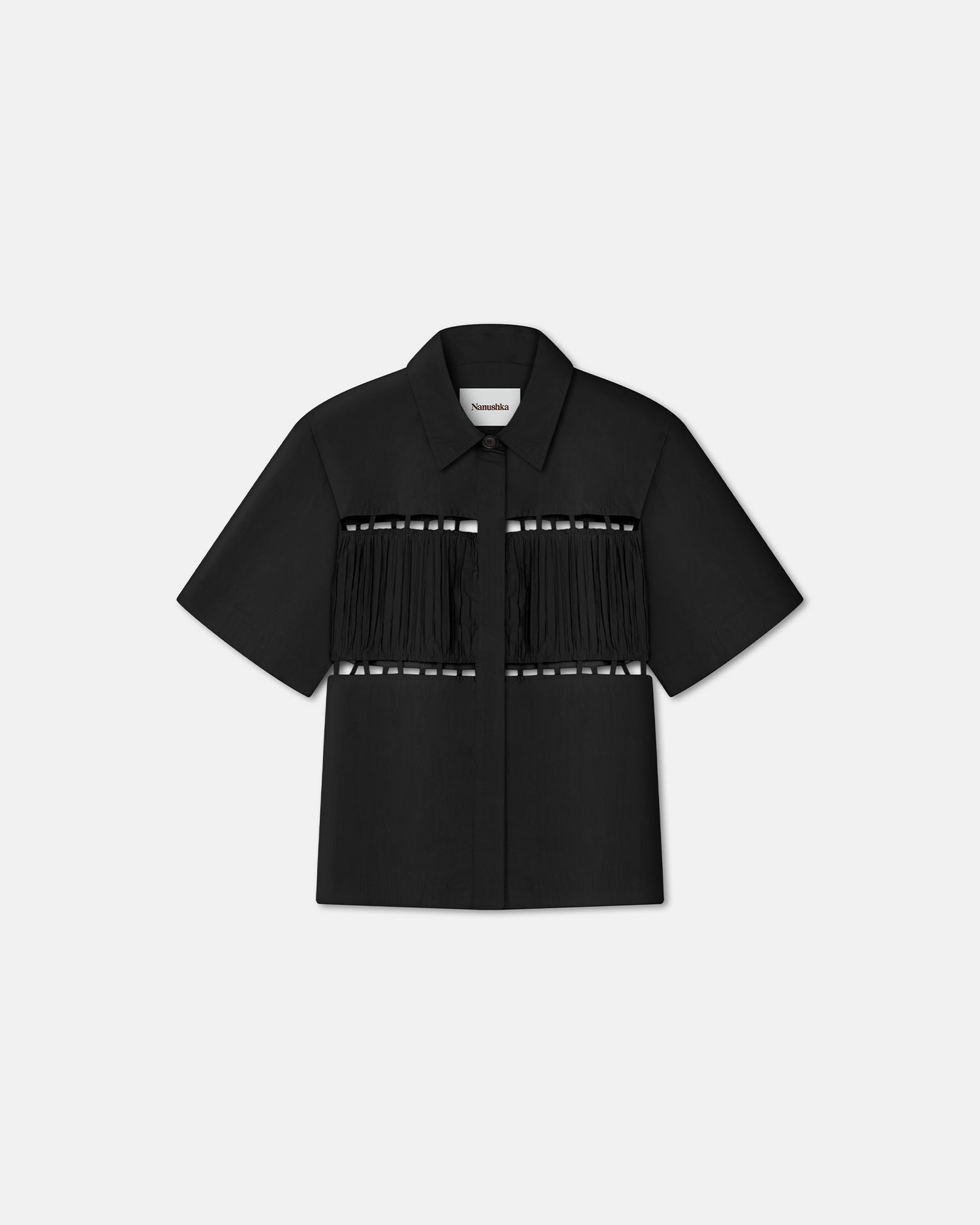 Satu Pleated Poplin Shirt | Black