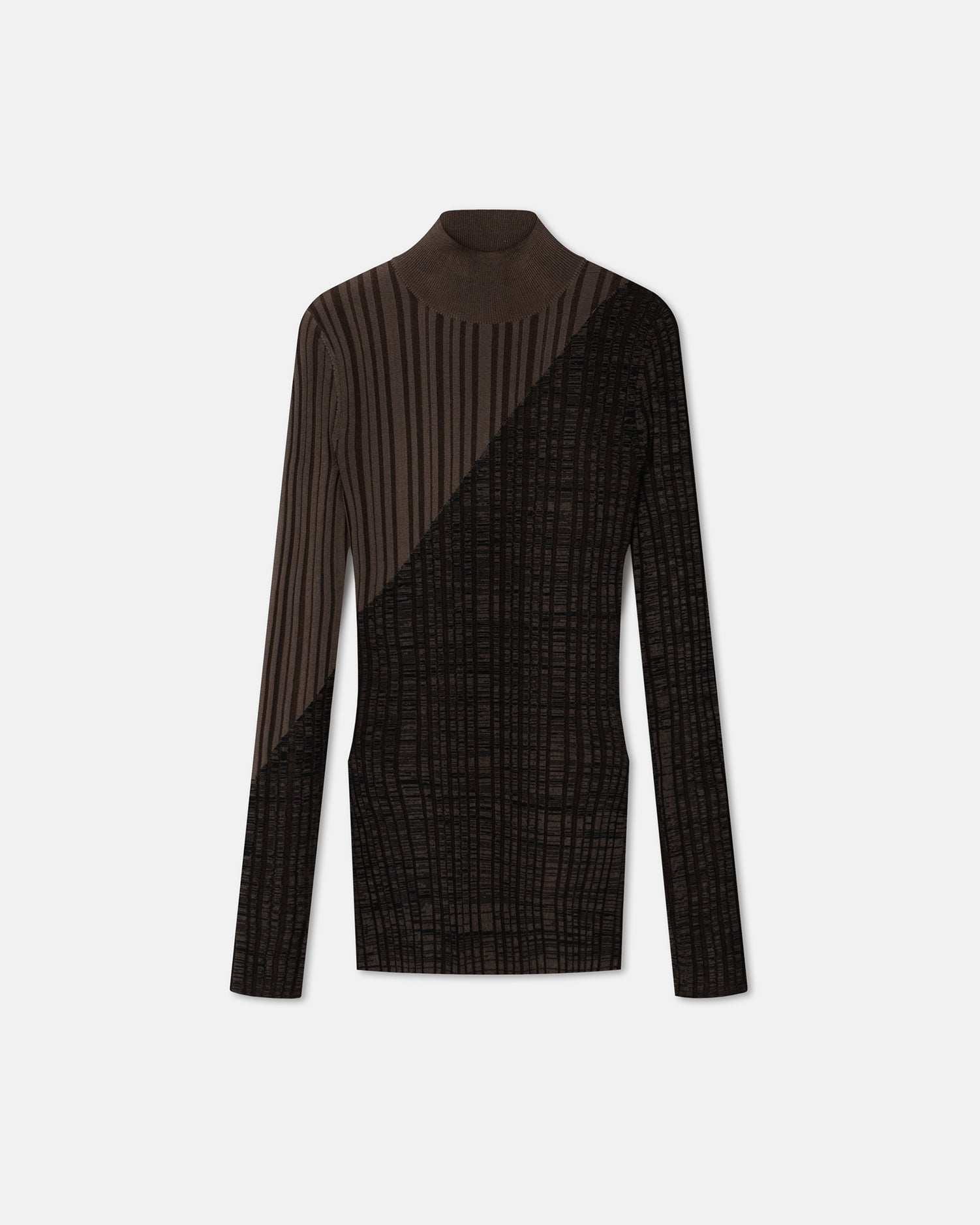 Zareen Ribbed Merino Wool Turtleneck Top | Fossil/Black