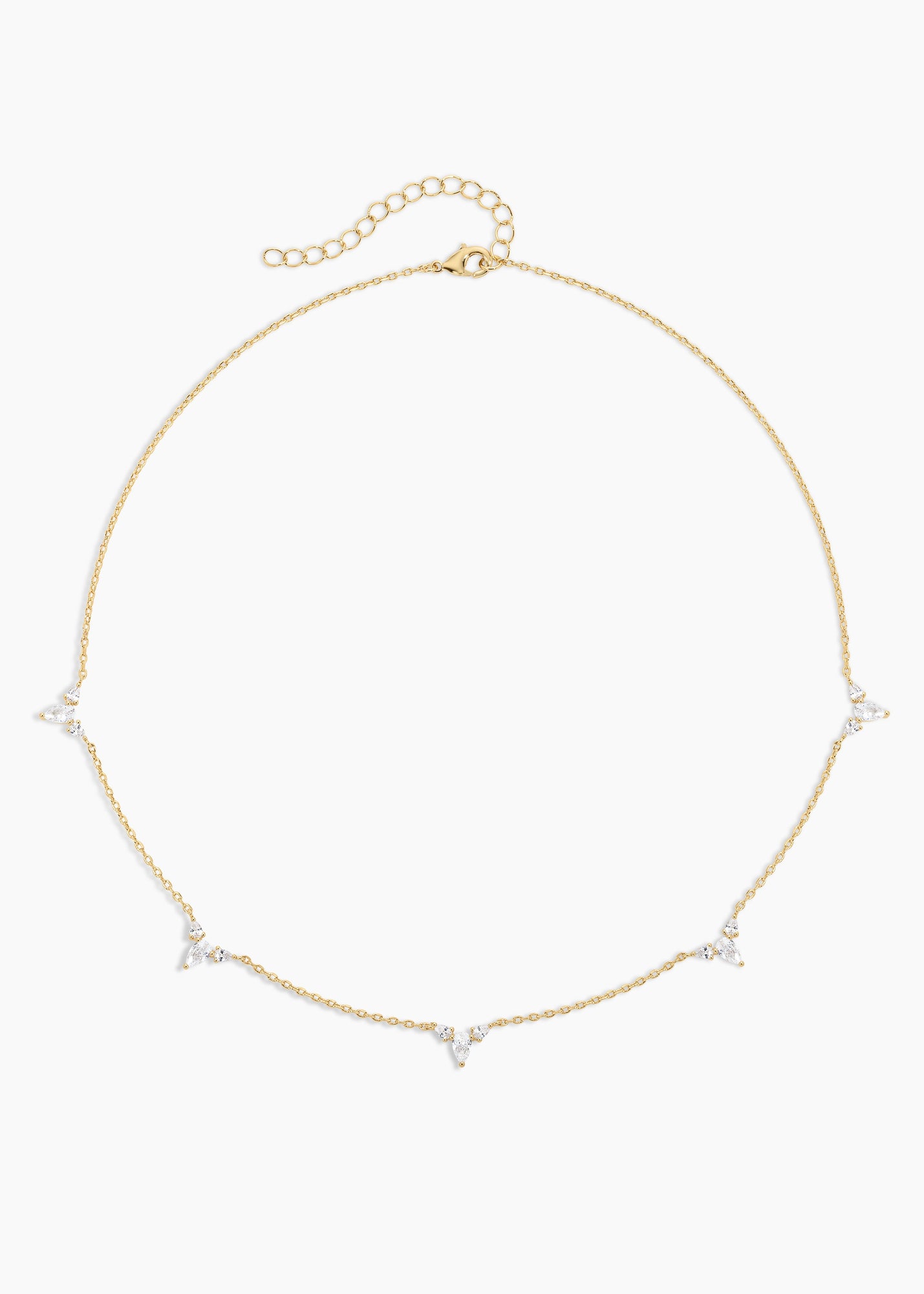 Foil Necklace | Clear Crystal | Sterling Silver Plated