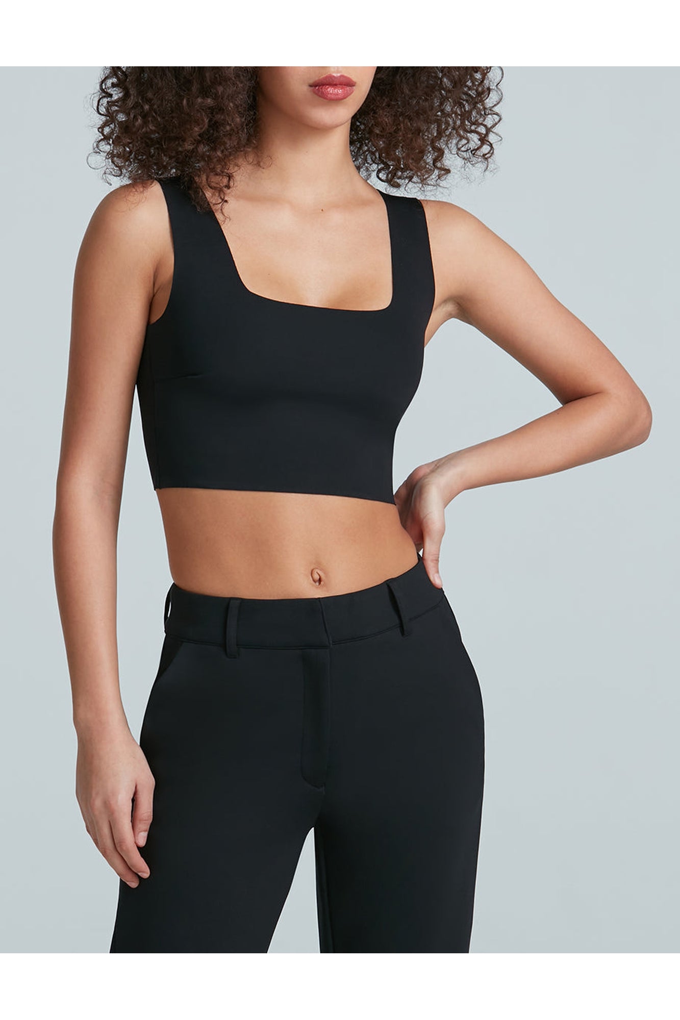 Neoprene Squareneck Crop Top | Black