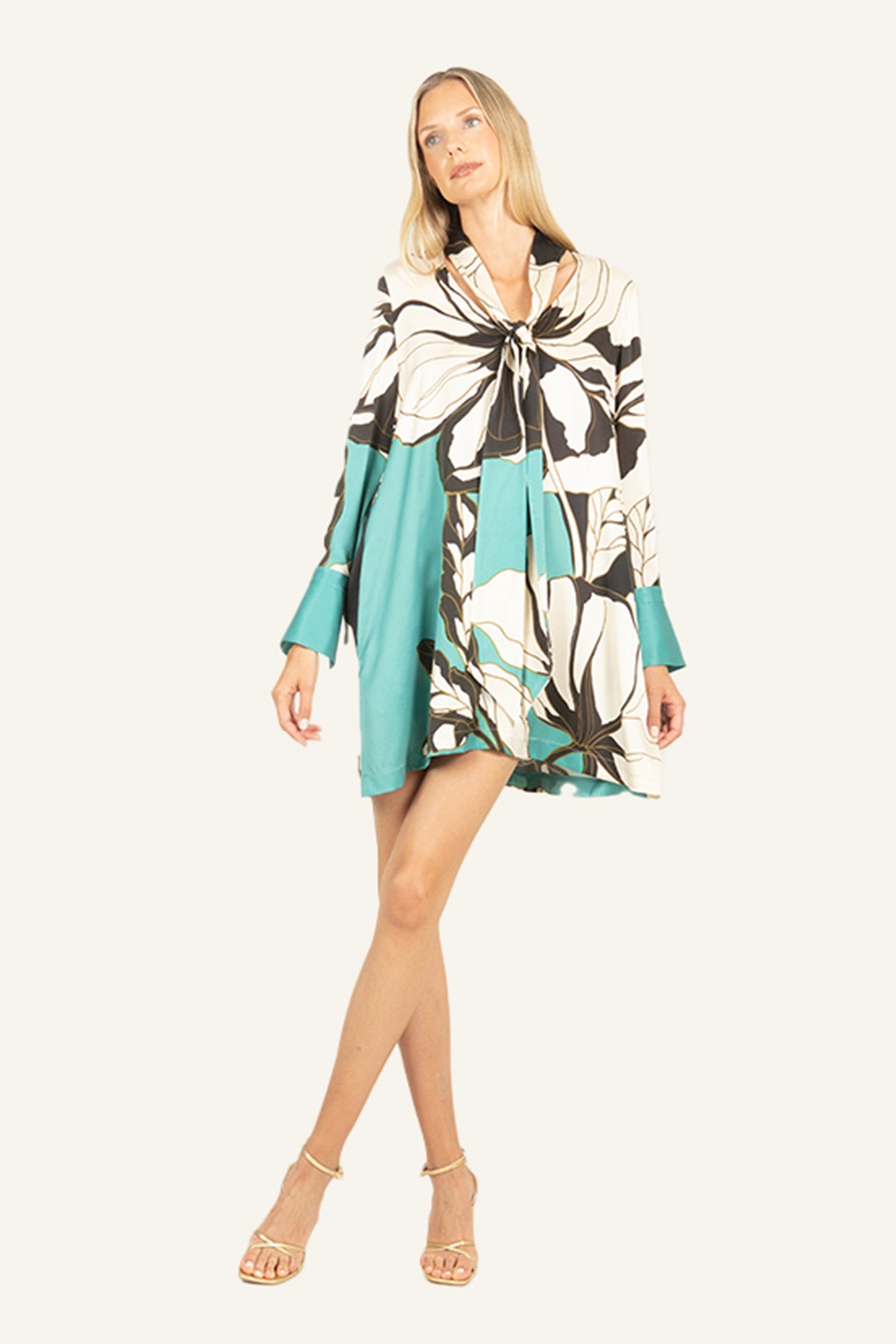 Nerissa Dress | Cyan Green Abstract Floral