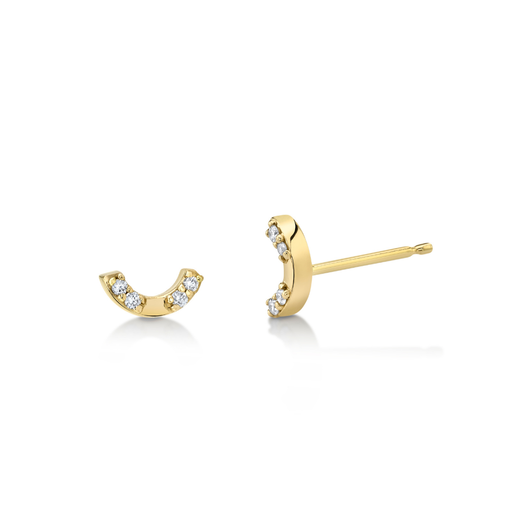 Women | Love U White Diamond Stud | 14k Yellow Gold