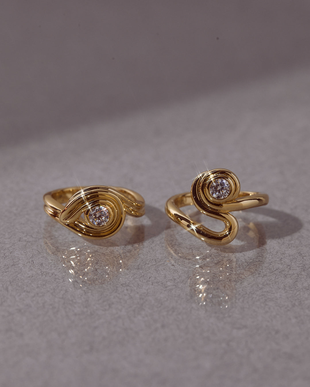 The Wave Ring Set | Silver | Cubic Zirconia