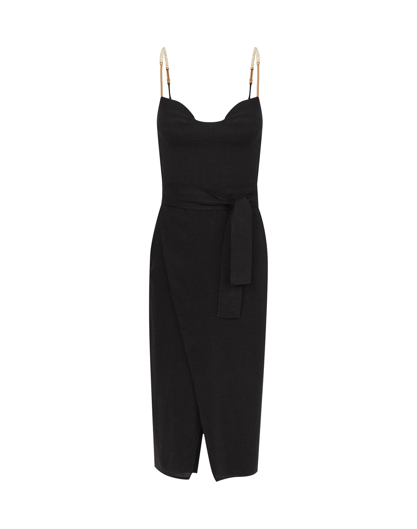 Nila Detail Midi Dress | Black