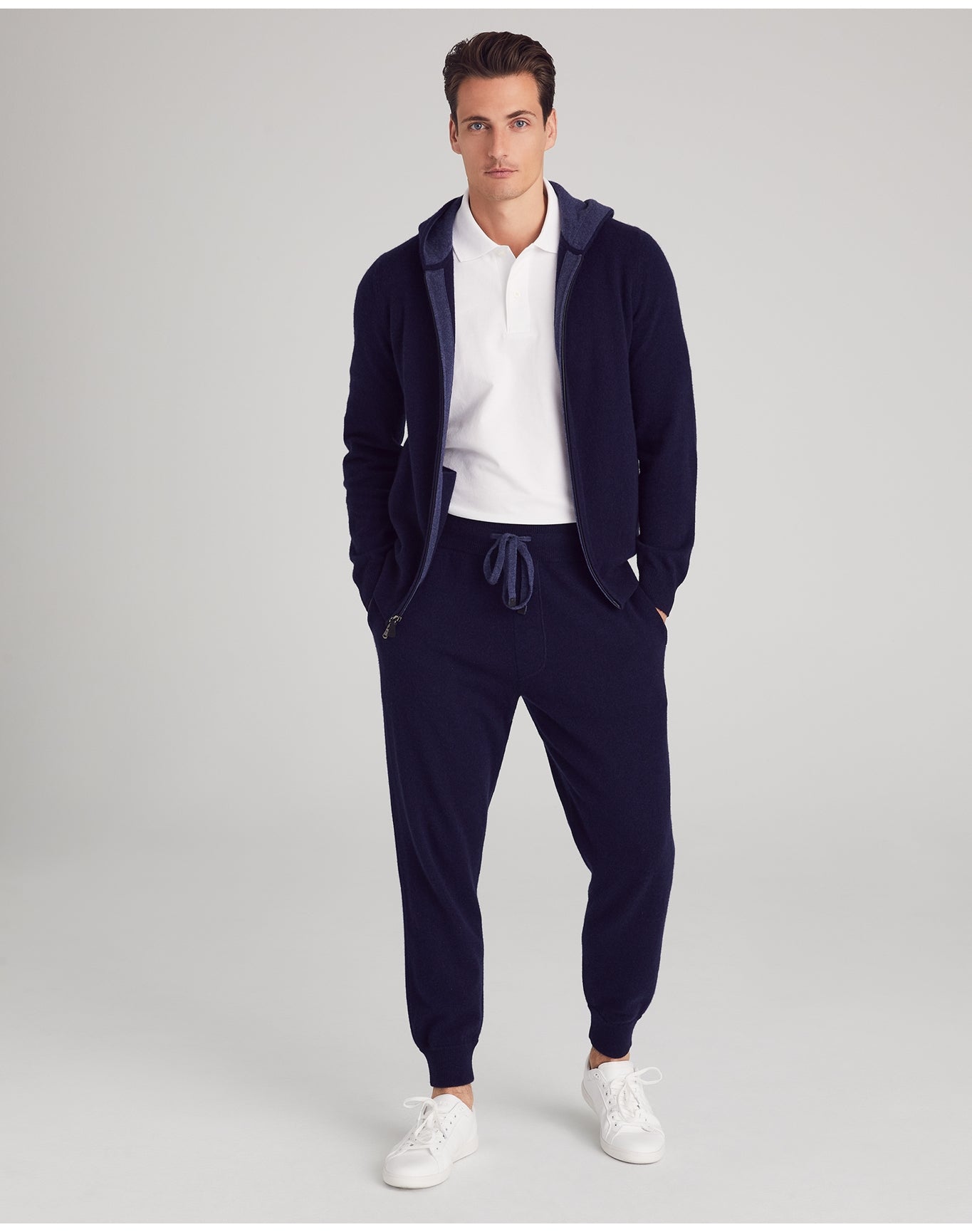 Nomad1942 | Men | Stuyvesant Zip Cashmere Hoodie | Midnight