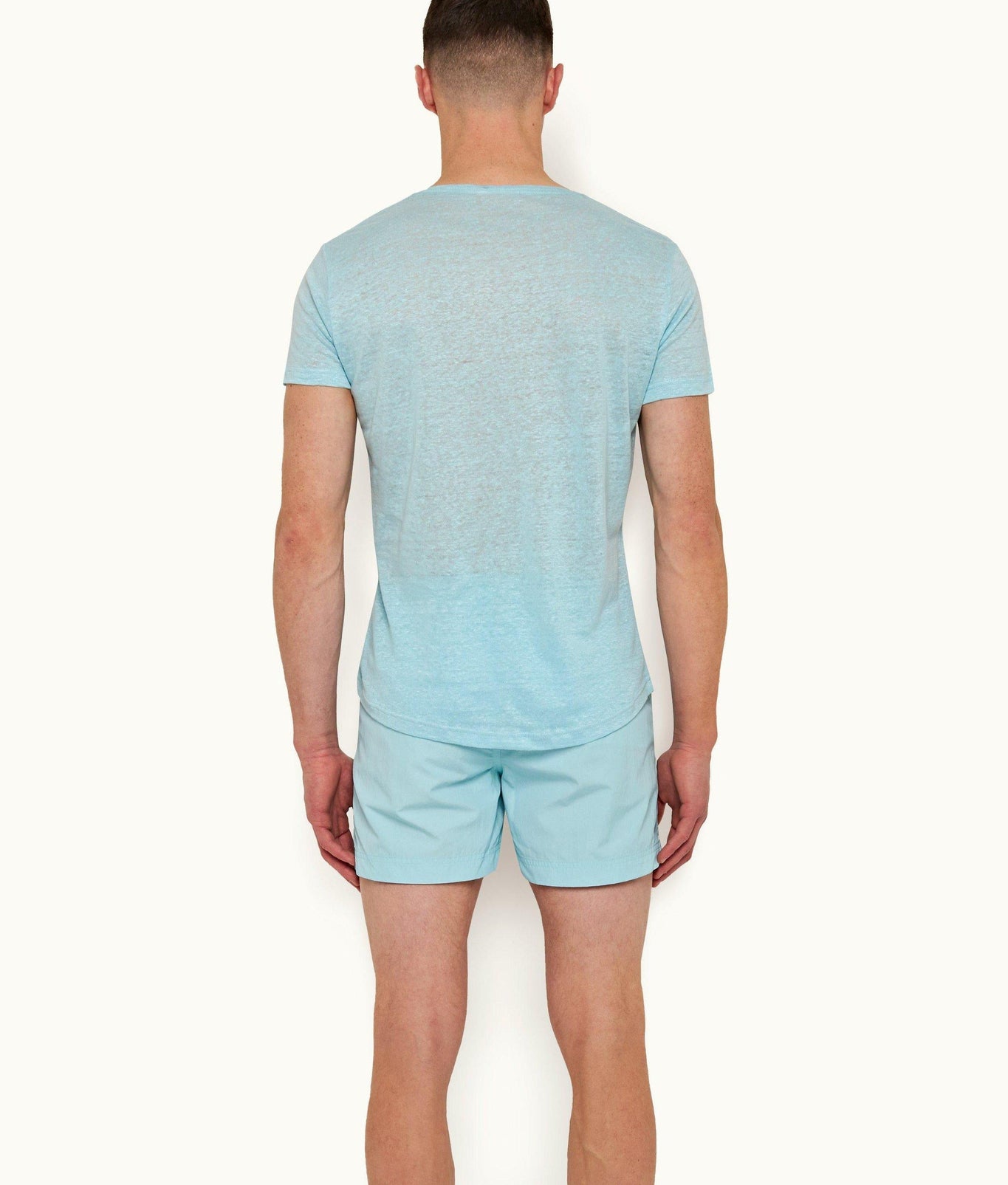OB-T Linen Tailored Fit Crew Neck Linen T-Shirt | Pool