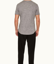 OB-T Merino Black Tailored Fit Crewneck Merino T-Shirt | Grey Melange