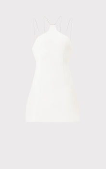 Ottoman Mini Dress With Crystal Chain | Alabaster