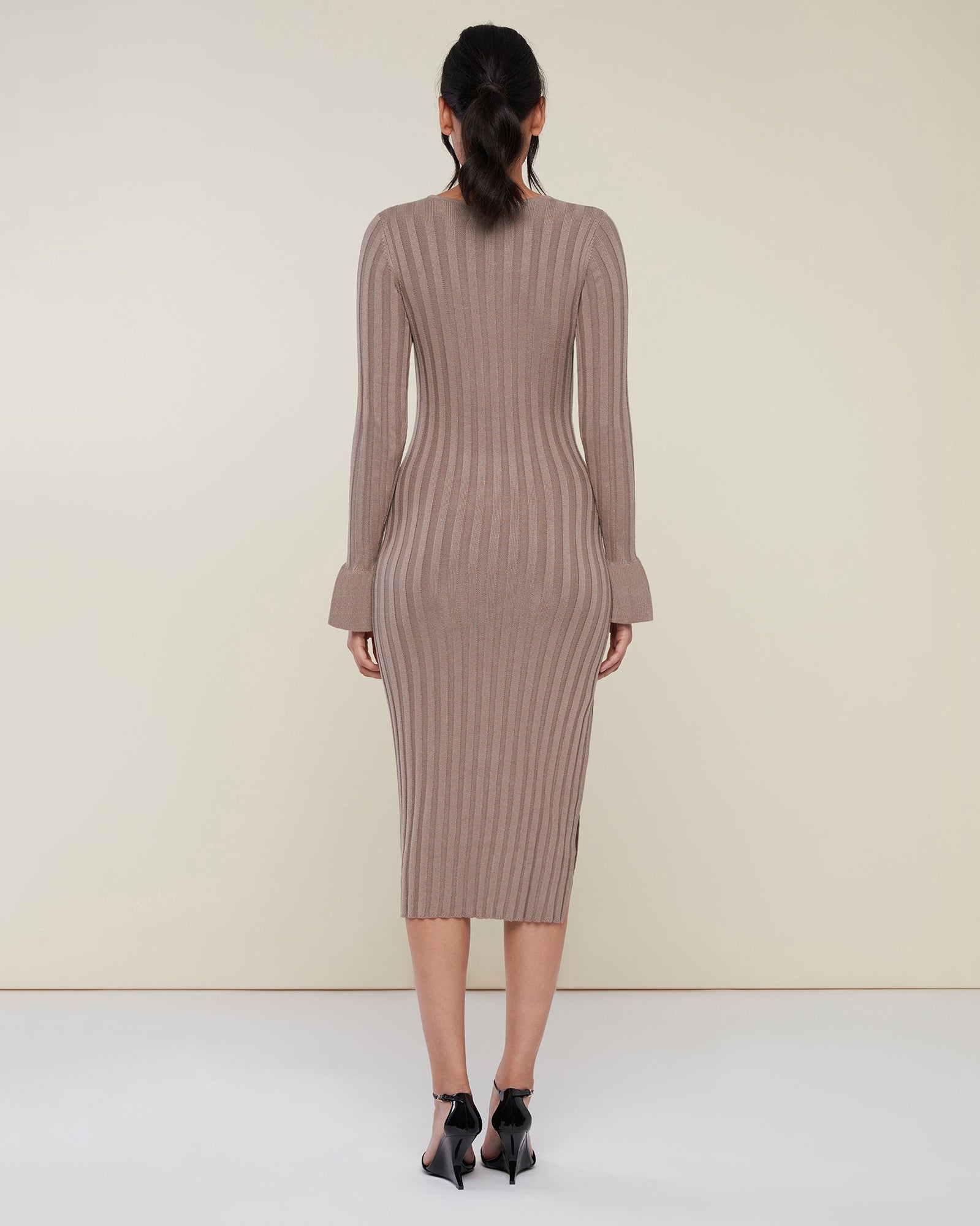 Wide Rib Sweater Dress | Grey