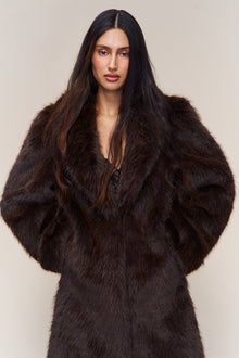 Womens | Roxie Faux Fur Coat | Chocolate