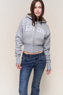 Womens | Guizio Zip Up Fitted Fur Hoodie | Heather Grey