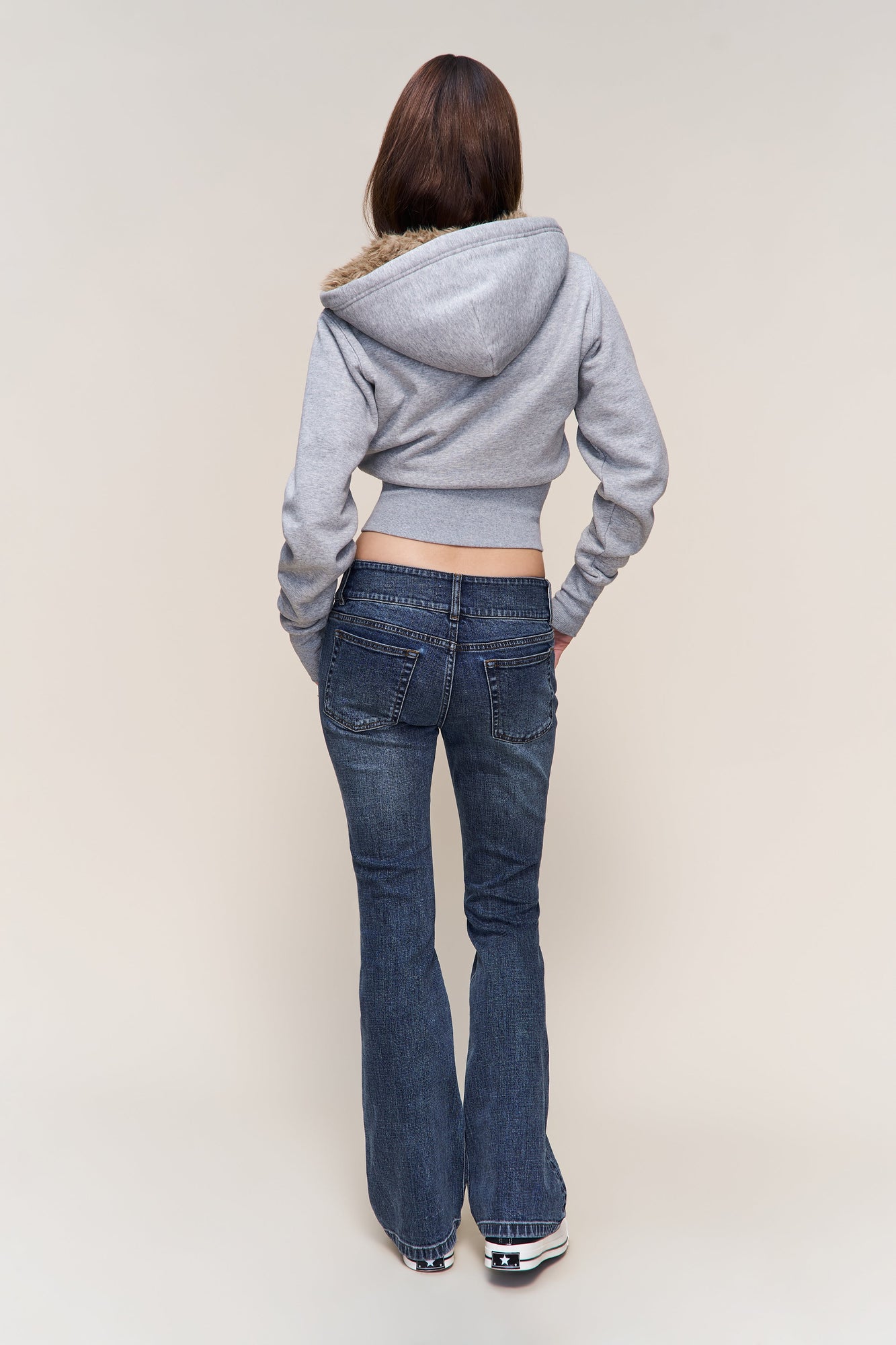 Womens | Guizio Zip Up Fitted Fur Hoodie | Heather Grey