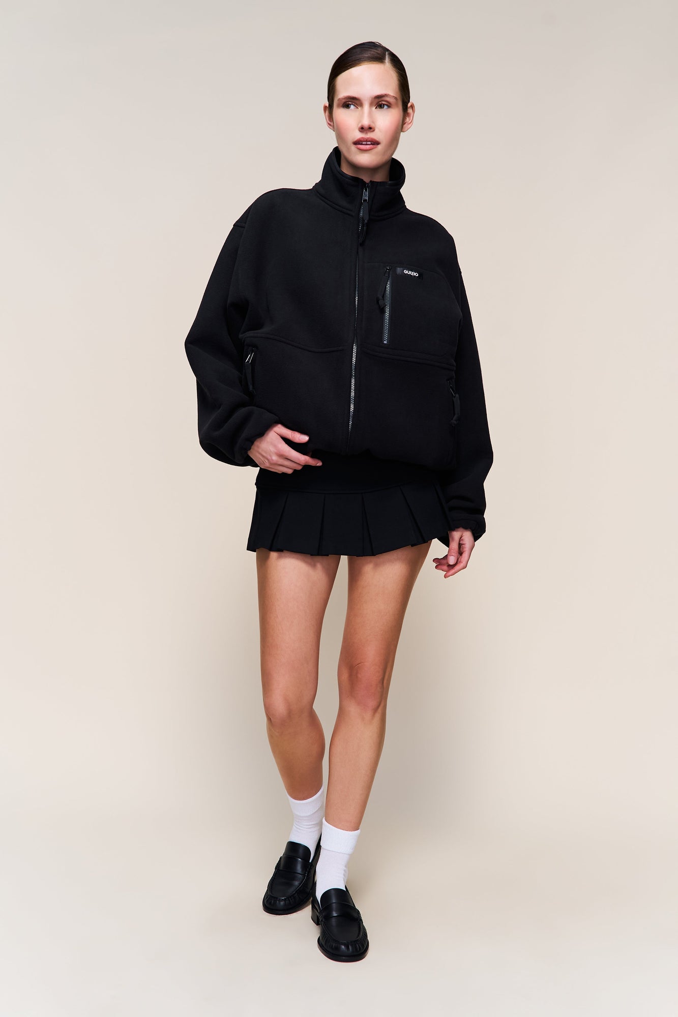 Womens | Guizio Fleece Zip Up Jacket | Black