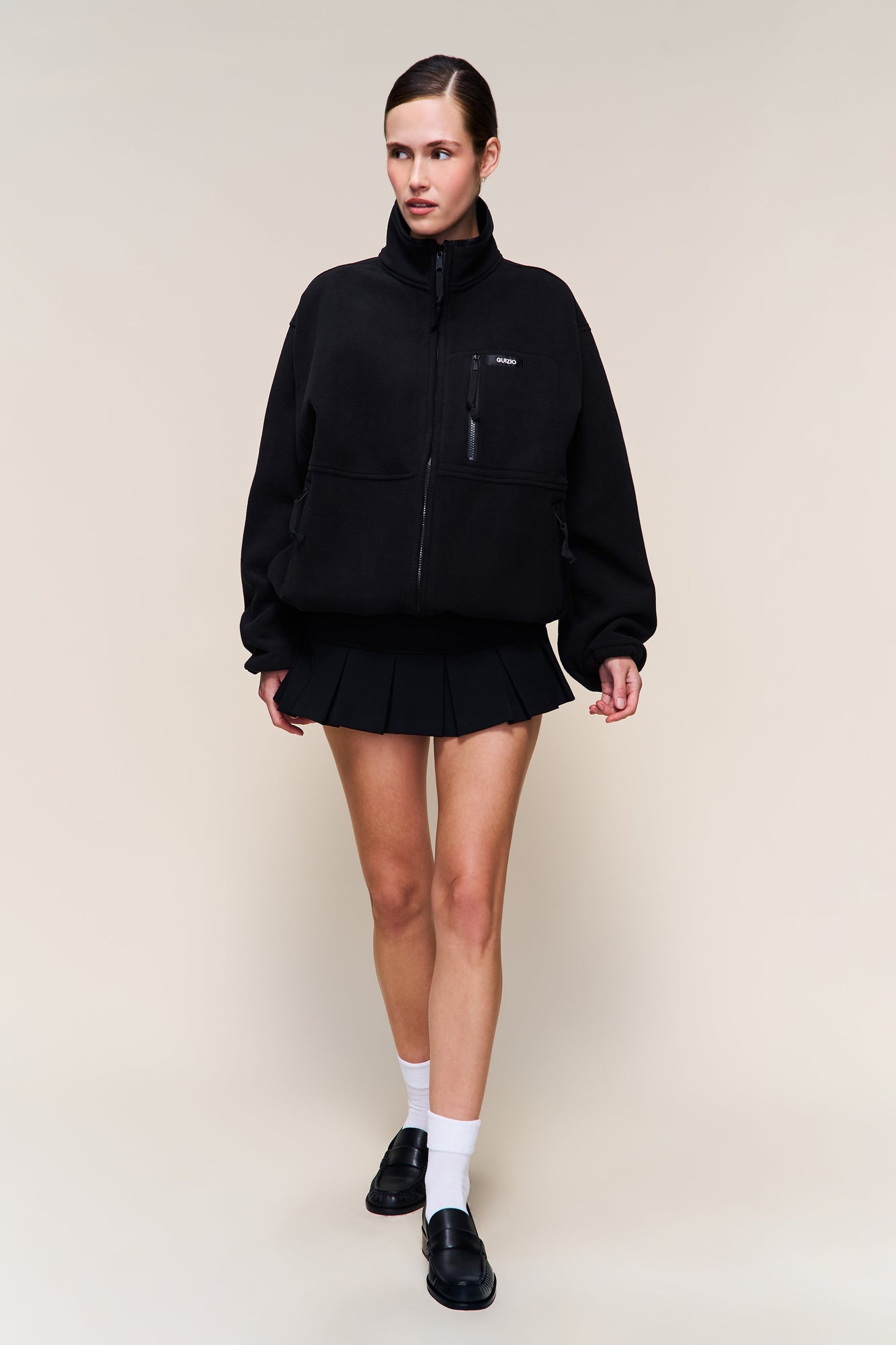 Womens | Guizio Fleece Zip Up Jacket | Black