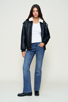 Womens | Hugo Vintage Leather Bomber | Dark Chocolate
