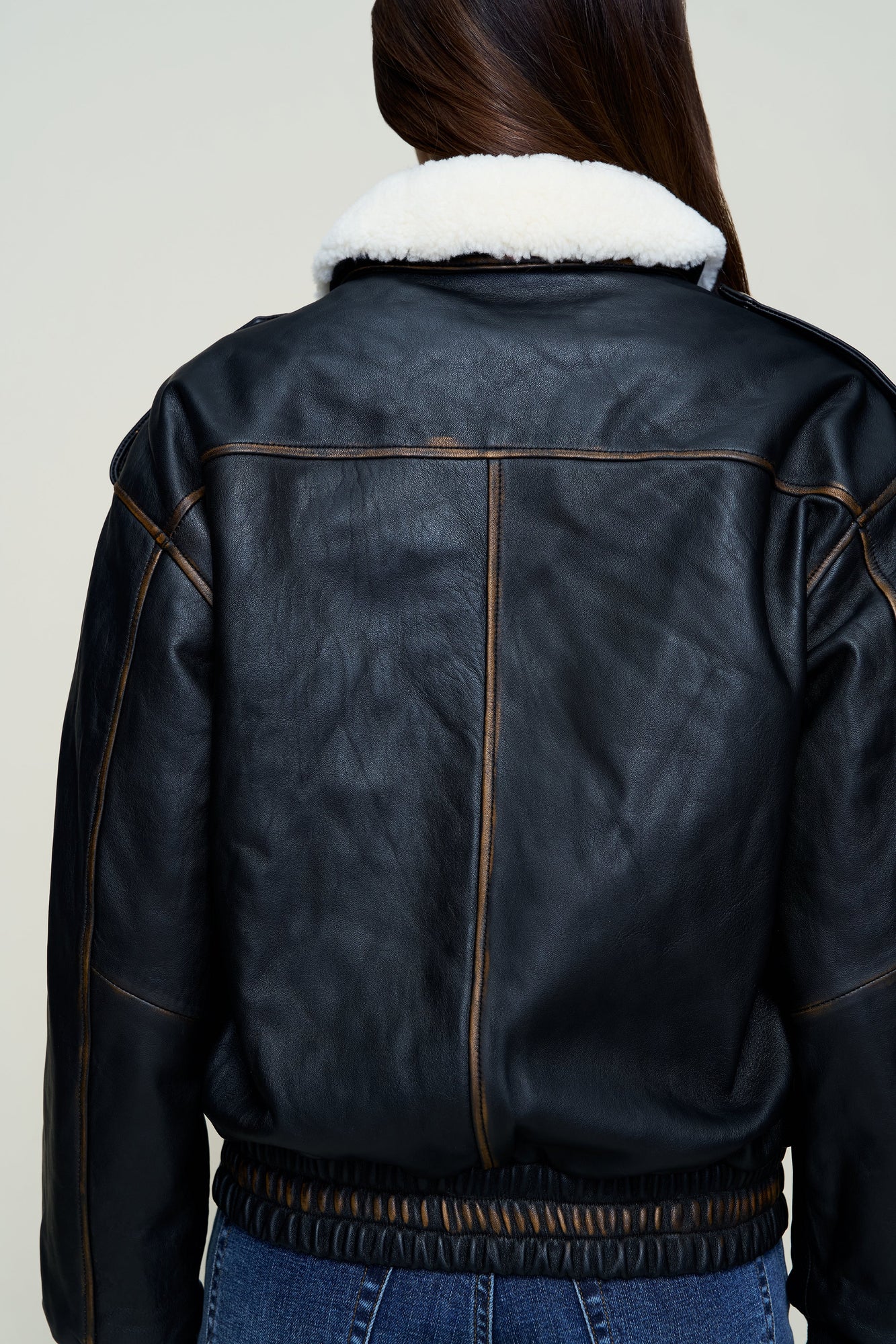 Womens | Hugo Vintage Leather Bomber | Dark Chocolate