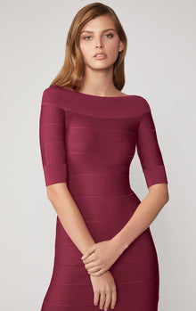 Off-Shoulder Flare Dress | Dark Maroon