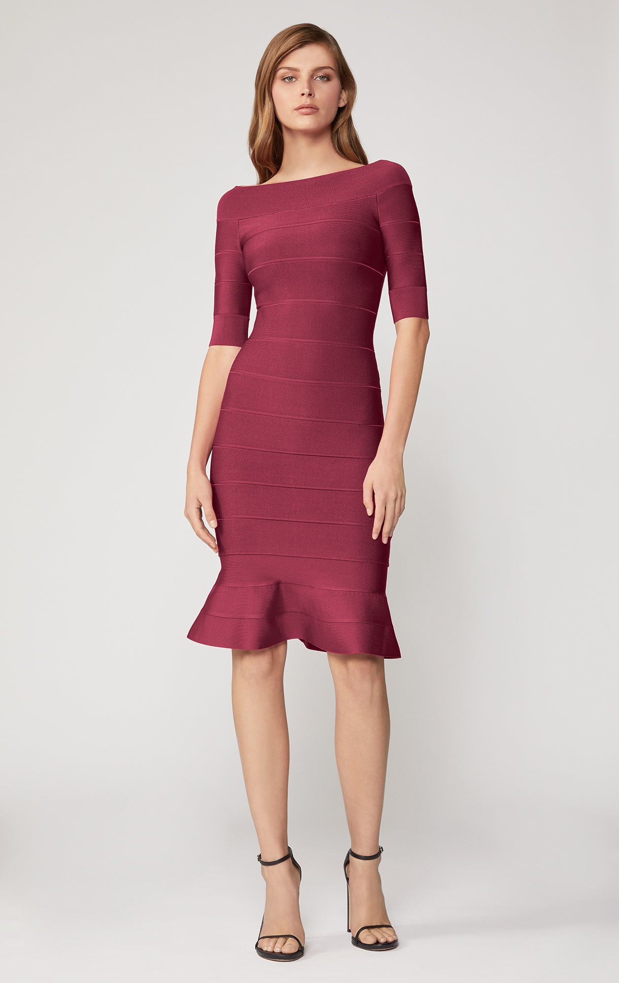 Off-Shoulder Flare Dress | Dark Maroon