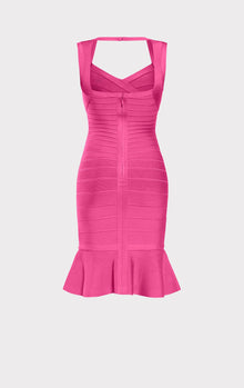 Sweetheart Flare Bandage Dress | Hot Pink