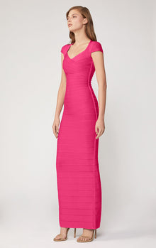 Cap Sleeve Sweetheart Gown | Hot Pink