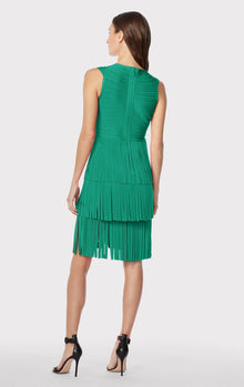 V Neck Fringed Midi Dress | Green Opal