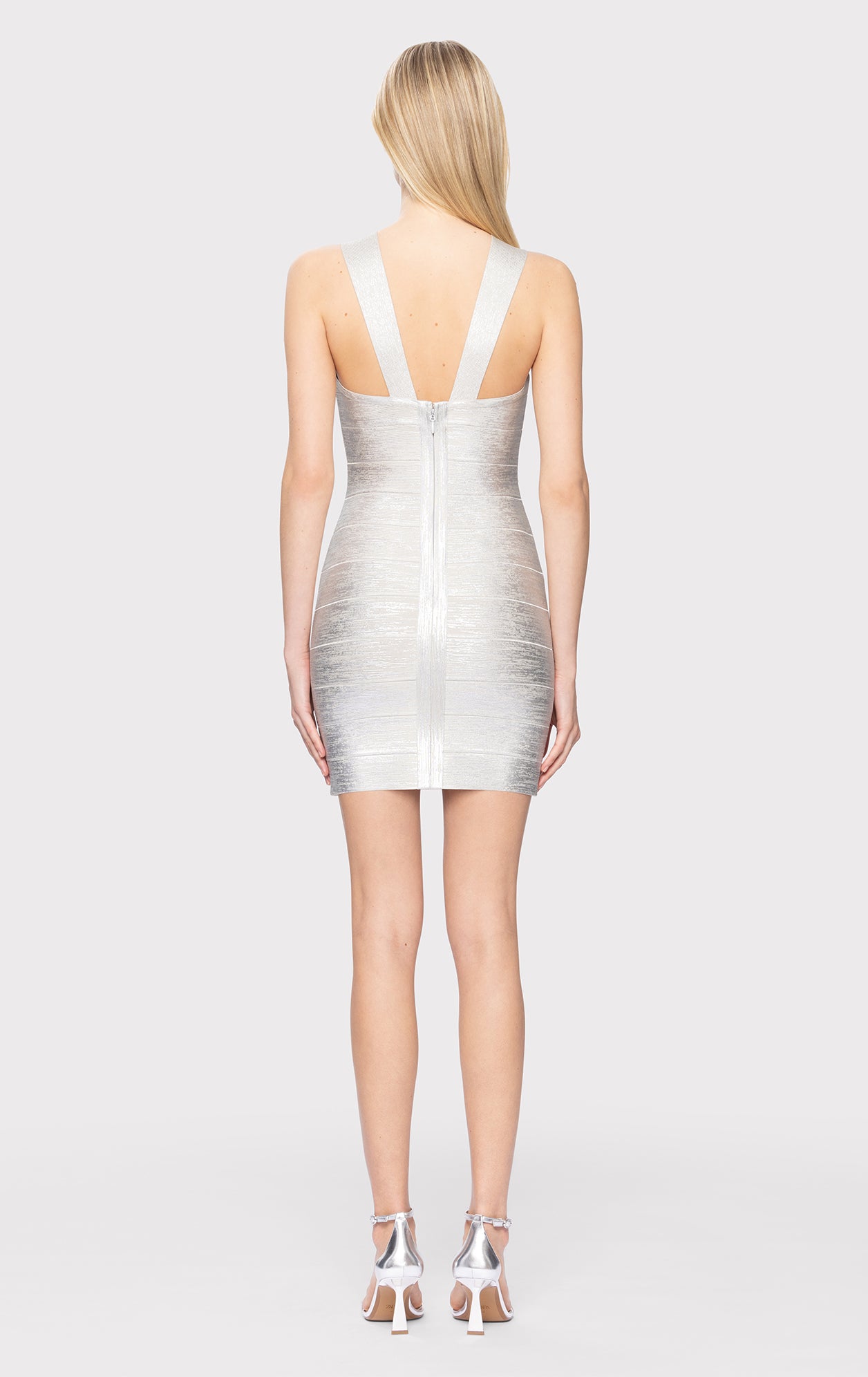 Foil Halter Mini Dress | Silver Foil