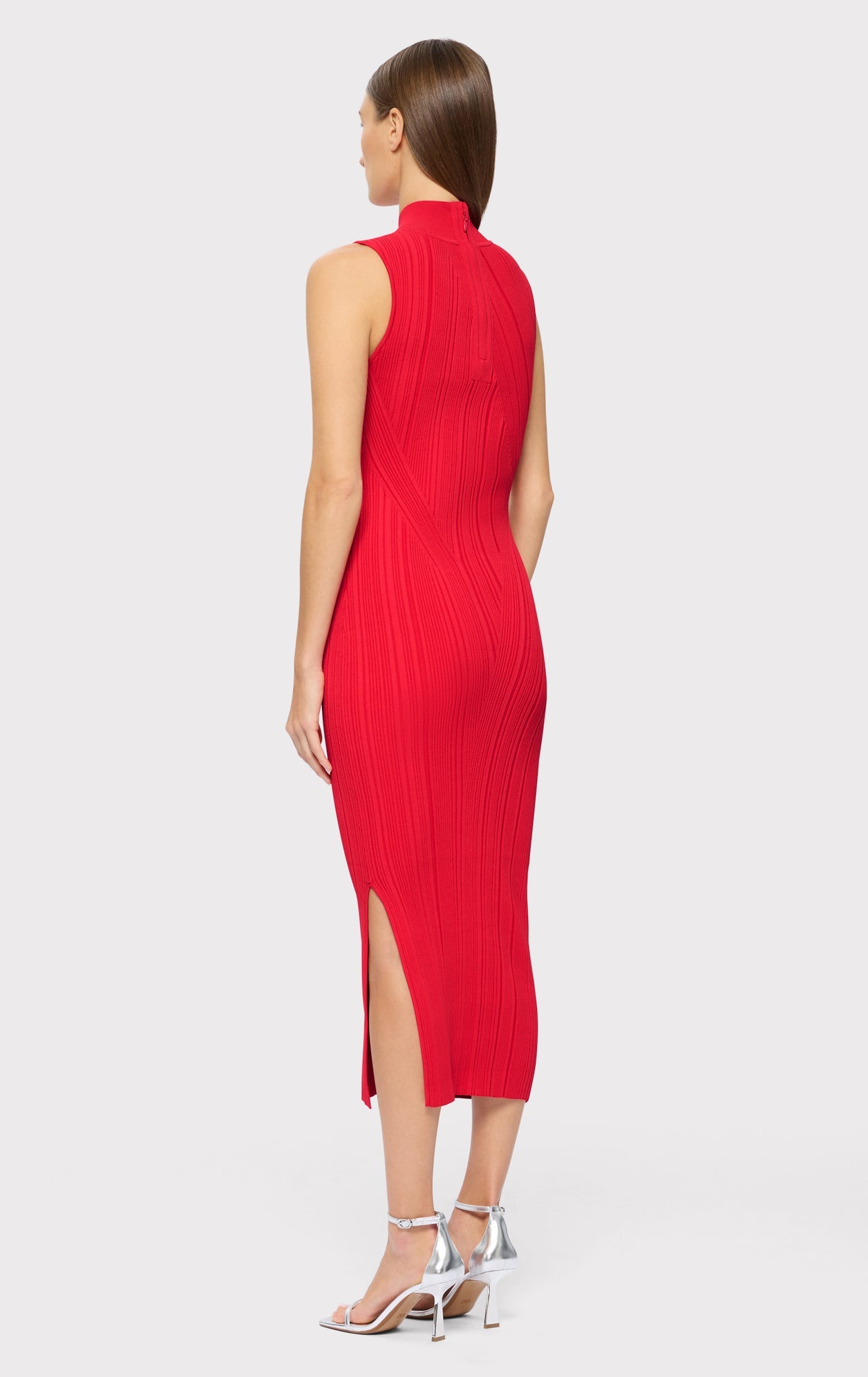 Rib Knit Sleeveless Turtleneck Dress | Red Lacquer