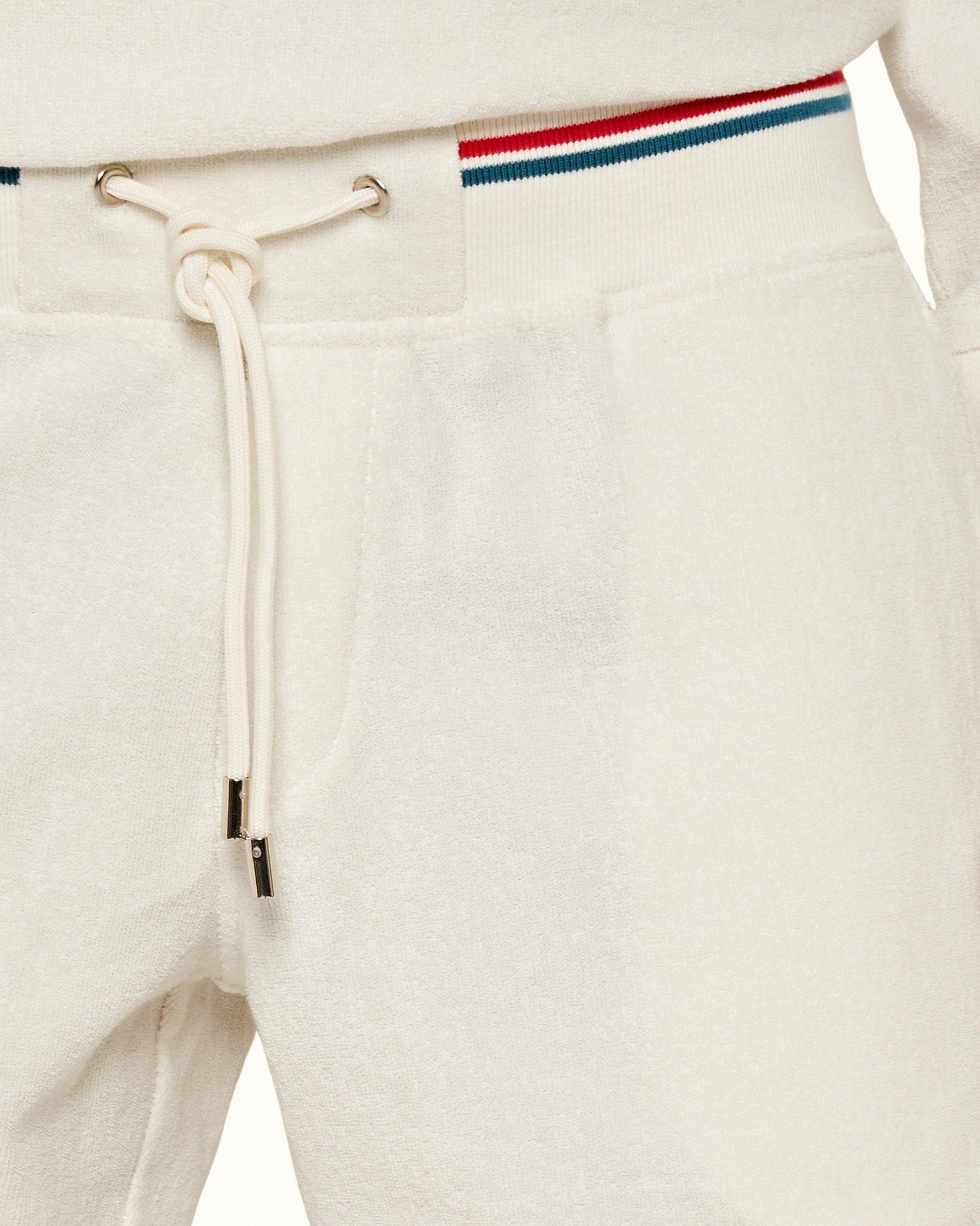 White Sand O.B Stripe Tipping Towelling Sweat Shorts | White Sand